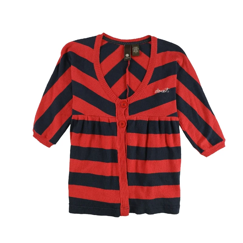 Element Womens Striped Cardigan Sweater, Red, Medium