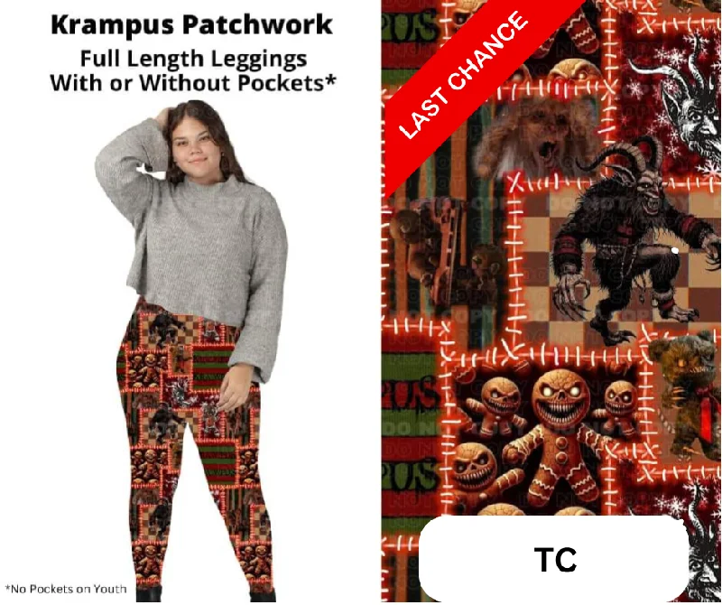 Krampus Patchwork Full Length Leggings w/ Pockets