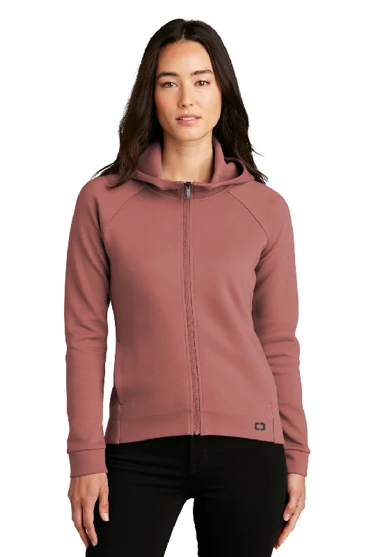 Ogio Womens Bolt Full Zip Hooded Sweatshirt Hoodie w/ Pockets - Deep Rose