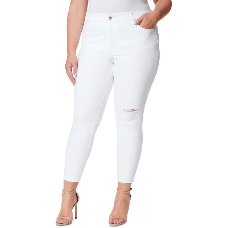 Jessica Simpson Womens Plus High Rise Destroyed Skinny Jeans