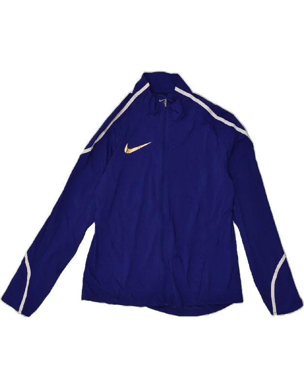 NIKE Womens Tracksuit Top Jacket UK 14 Medium Blue Polyester