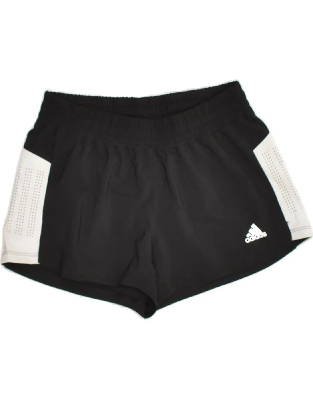 ADIDAS Womens Sport Shorts UK 4-6 XS Black Colourblock Polyester