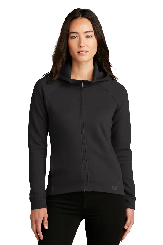 Ogio Womens Bolt Full Zip Hooded Sweatshirt Hoodie w/ Pockets - Blacktop