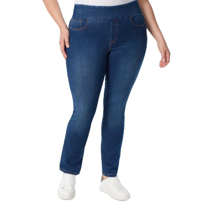 Gloria Vanderbilt Womens Plus Mid-Rise Pull On Straight Leg Jeans