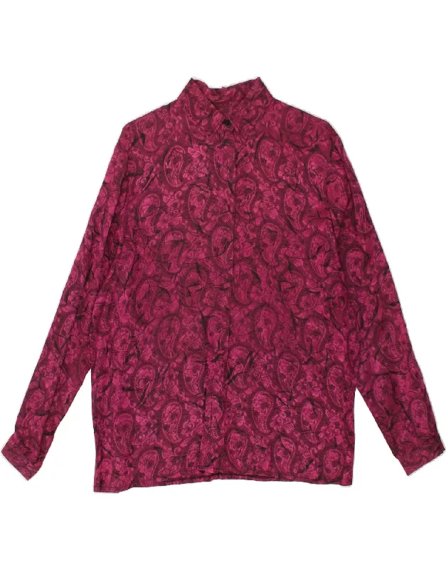 VINTAGE Womens Shirt Blouse UK 18 XL Burgundy Paisley