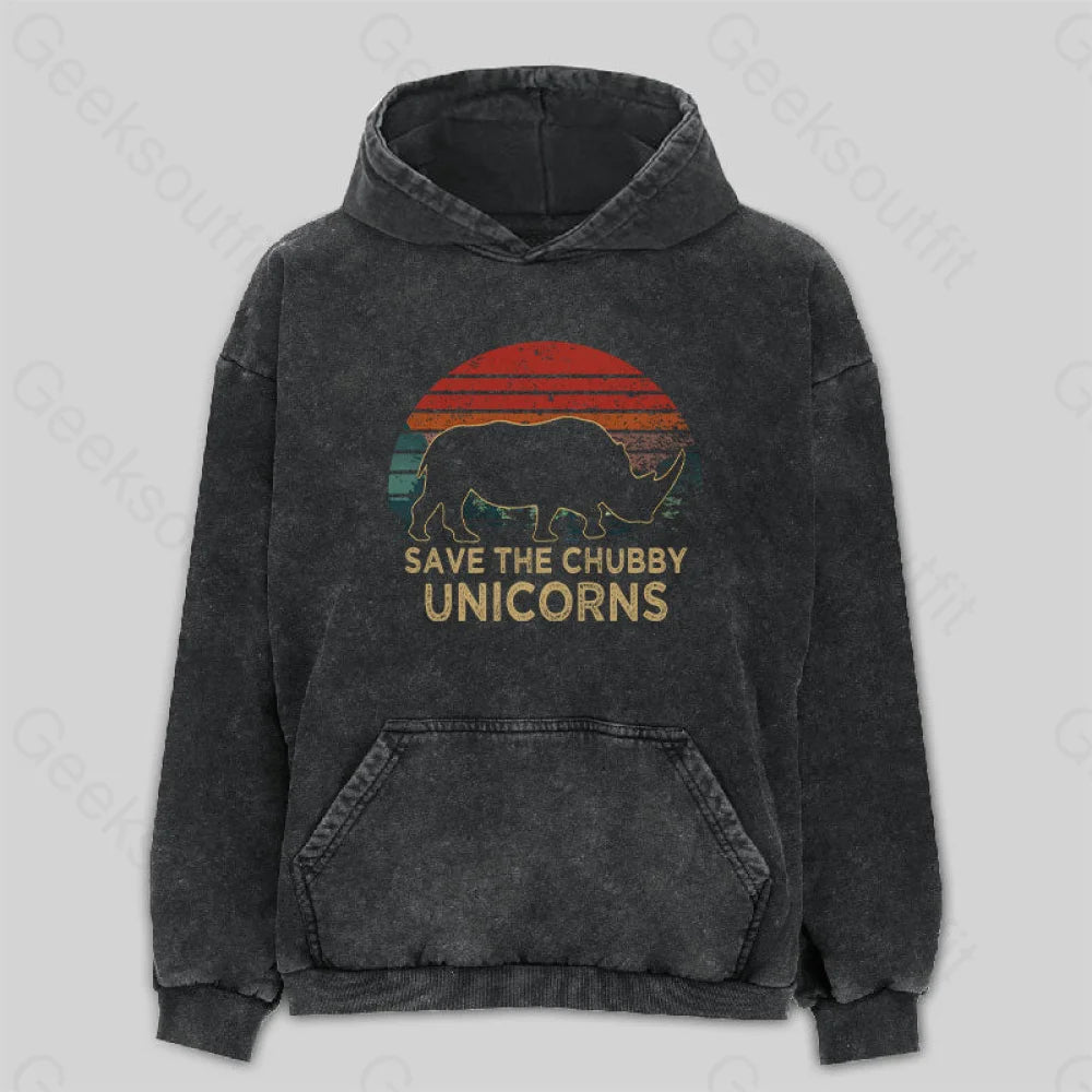 Save The Chubby Unicorns Washed Hoodie