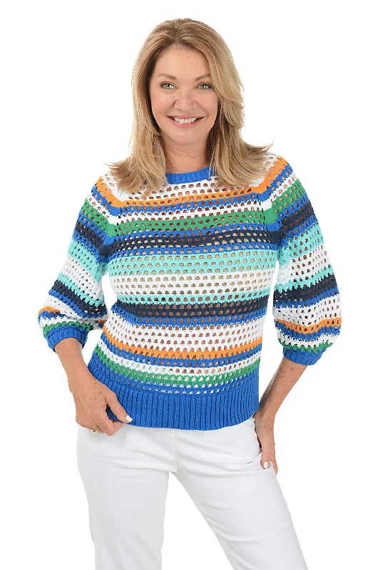 Riviera Striped Open Weave Sweater