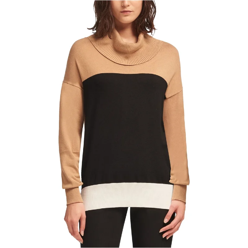 DKNY Womens Colorblock Pullover Sweater, Beige, X-Large