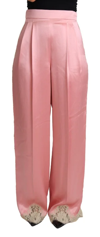 Dolce & Gabbana Silk Blend Satin Wide-Leg Pants in Women's