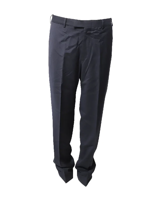 Ermenegildo Zegna Striped Tailored Trousers in Navy Blue Wool