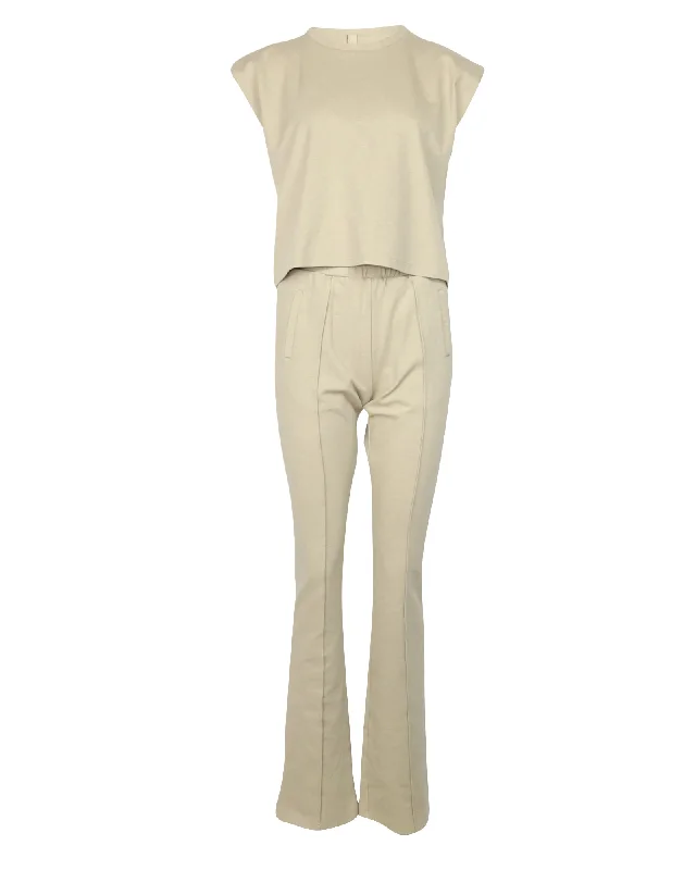 Prevu Shirt and Trouser Set in Beige Viscose