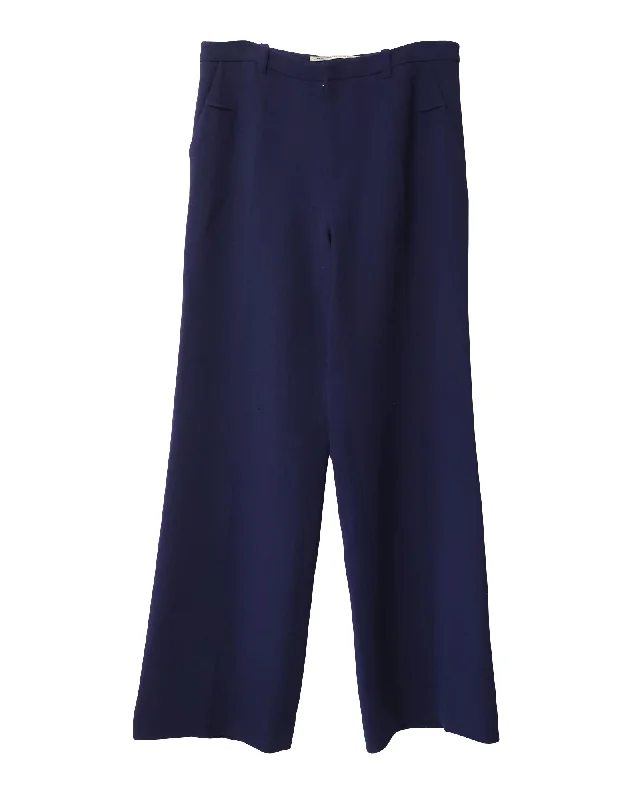 Roland Mouret Wide Leg Trousers in Blue Wool