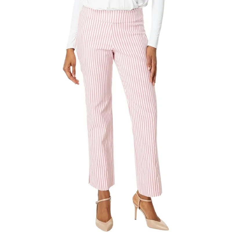 Stretch Linen Wide Ankle Pants In Pink