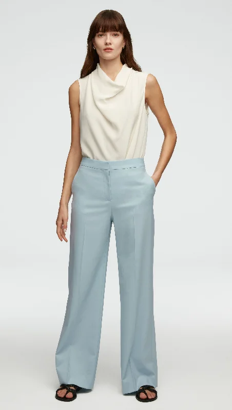 Wide Leg Trouser in Seasonless Wool | Seafoam Blue