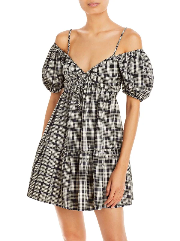 Womens Plaid Mini Mini Dress