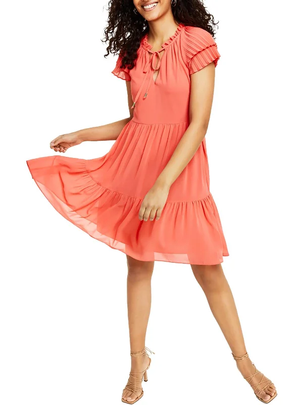 Womens Tiered Mini Fit & Flare Dress